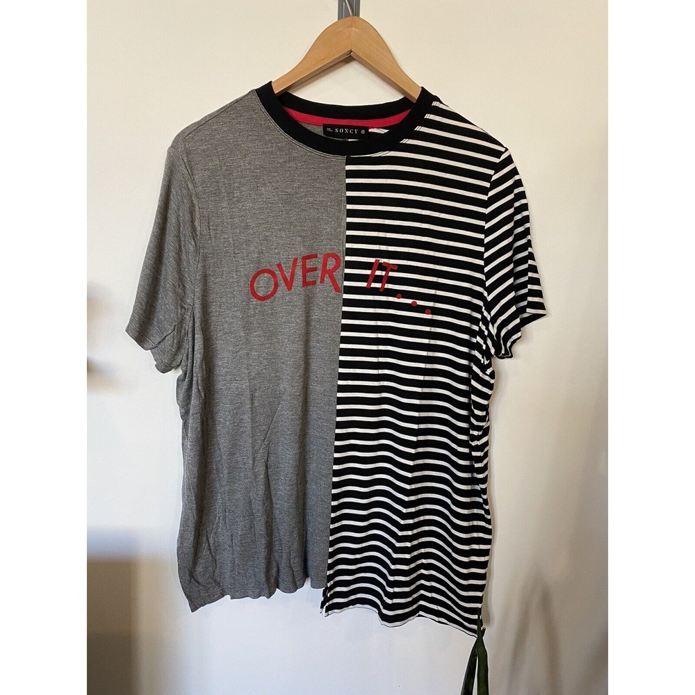 NWT Soncy Black and White Stripe Over It T Shirt Womens Plus Size 0